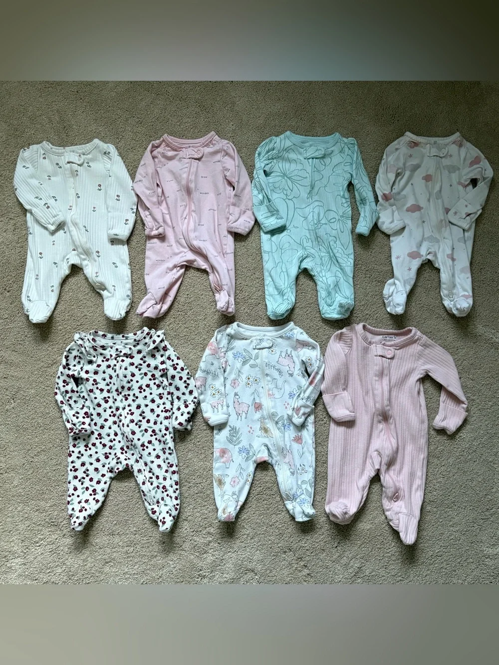 Baby girl Newborn zipper sleepers footie pajamas bundle